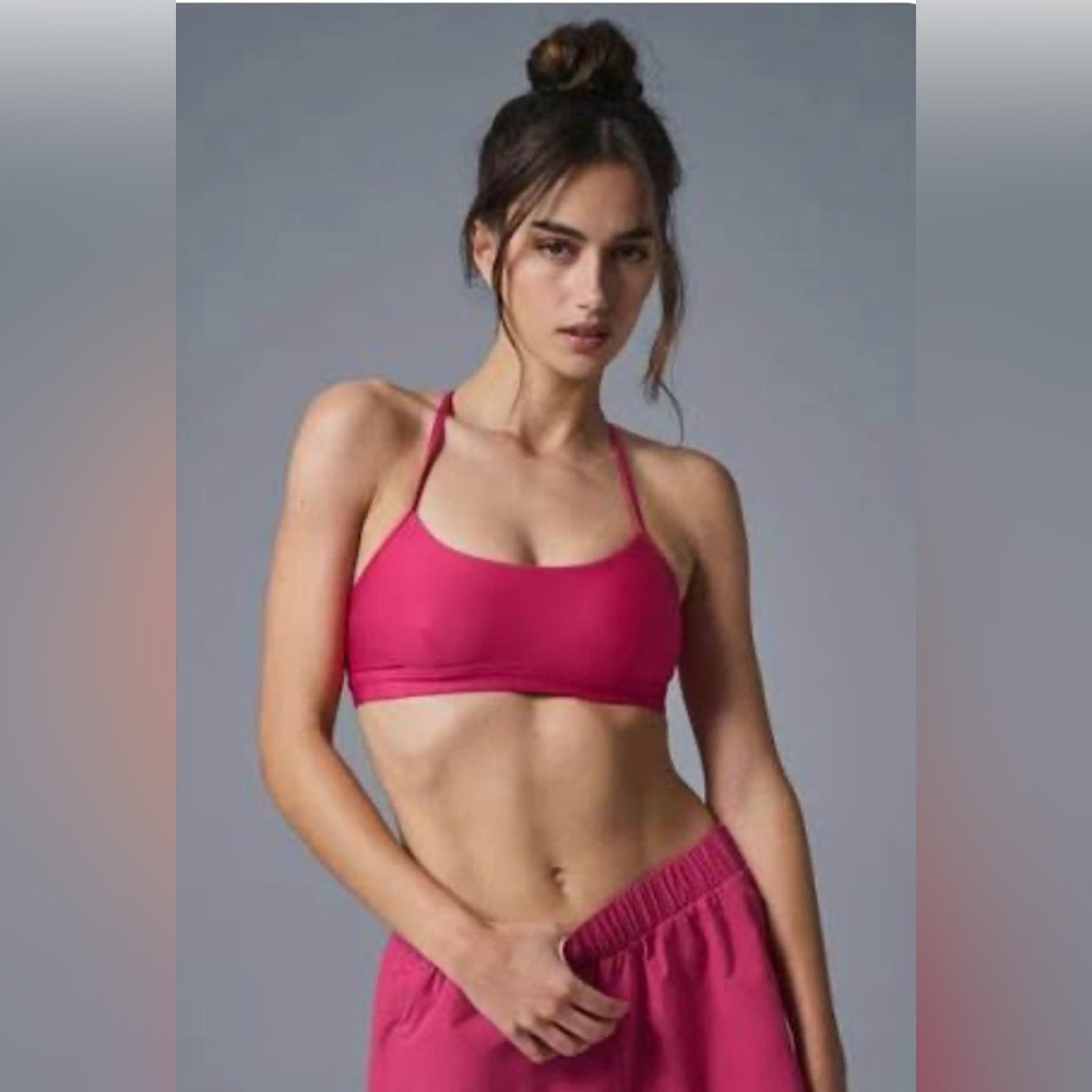 Brand New ALO Yoga Hot Pink Strappy Lightweight Sports Bra